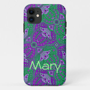 Case-Mate iPhone Case Paisley vert et pourpre