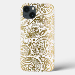 Coque Case-Mate iPhone Paisley Vintage Or Et Blanc