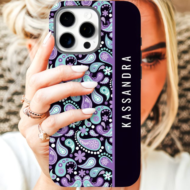 Coques Case-Mate iPhone Paisley Violet Nom Personnalisé (Créateur téléchargé)