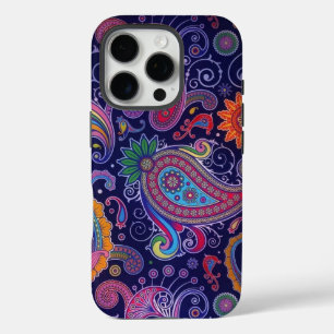 Coque iPhone 16 Pro Paisley violet rose