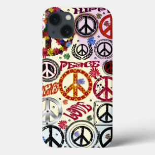 iPhone 13 Coque Paix de flower power et hippie d'amour