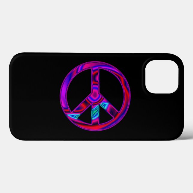 Coques Case-Mate iPhone Paix Psychedelique Noir et Rose Chaud (Verso (horizontal))