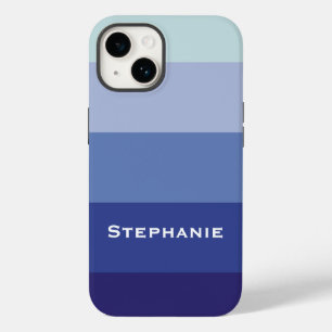 Coque Case-Mate iPhone Palette Bleue Colorée Abstraites bandes Nom person