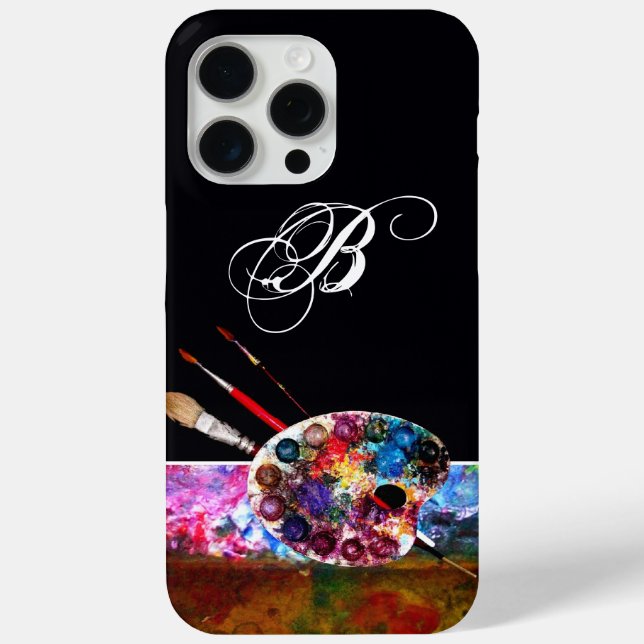 COQUES Case-Mate iPhone PALETTE DE COULEUR ARTISTE, BROUSHES, MONOGRAMME N (Verso)