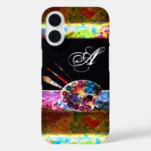 Coque Pour iPhone 16 PALETTE DE COULEUR ARTISTE ET BRUSHES MONOGRAM Noi