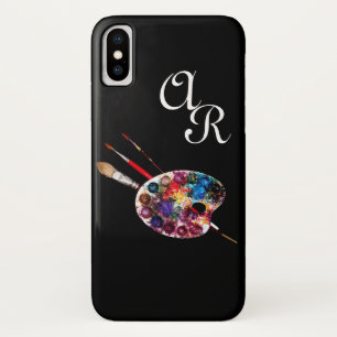 Coque iPhone X PALETTE DE COULEUR ARTISTE MONOGRAMME Noir