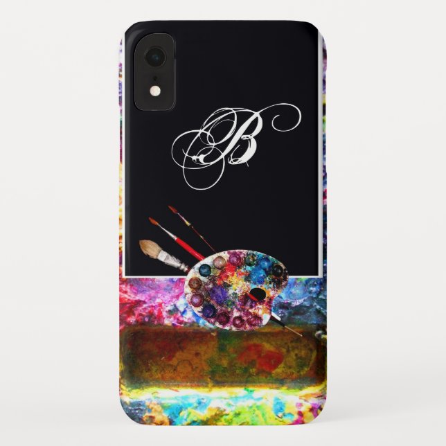 Coques Case-Mate iPhone PALETTE DE COULEUR ARTISTE MONOGRAMME Noir (Dos)