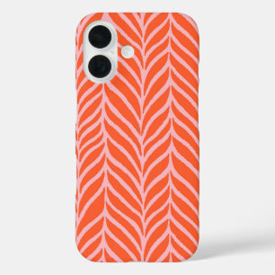 Coque Pour iPhone 16 Palm Feuille Motif orange et rose