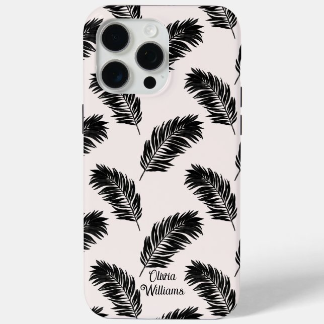 Coques Case-Mate iPhone Palme tropicale Feuille noir blanc (Verso)