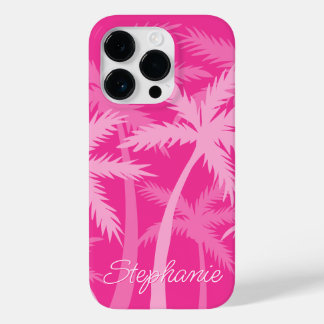 Coque Case-Mate iPhone Palmier rose chaud Magenta Fuchsia Monogramme
