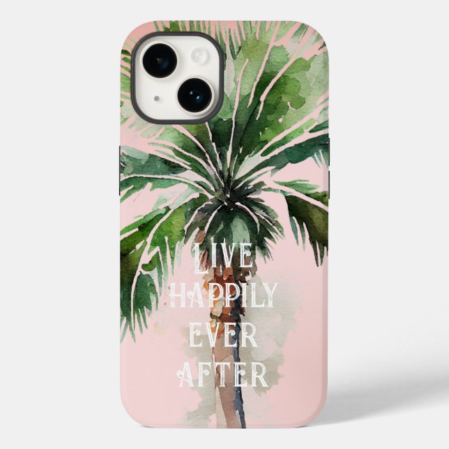 Coques Case-Mate iPhone Palmier Tropical Rose-Brut (Verso)