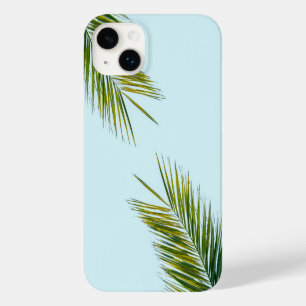 Coque Case-Mate iPhone Palmier Vert Tropical sur Fond Bleu Clair