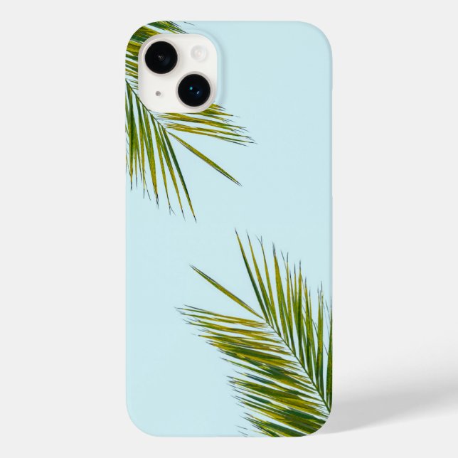 Coques Case-Mate iPhone Palmier Vert Tropical sur Fond Bleu Clair (Verso)
