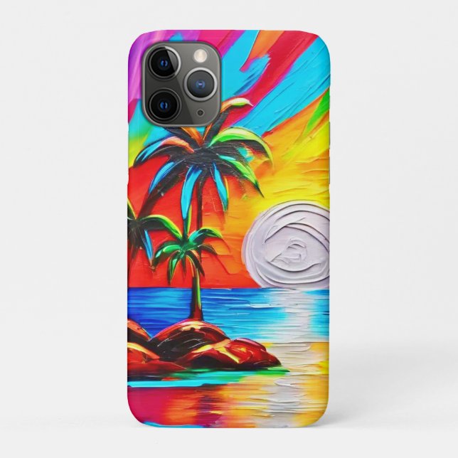 Coques Case-Mate iPhone Palmiers et peinture au soleil couchant (Dos)