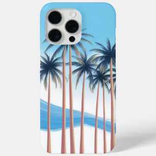 Coque Case-Mate iPhone Palmiers Modernes Bleus Blancs Extérieur