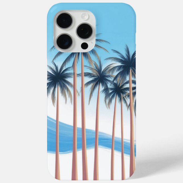 Coques Case-Mate iPhone Palmiers Modernes Bleus Blancs Extérieur (Verso)
