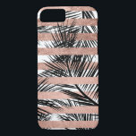 Etui iPhone Case-Mate Palmiers noirs tropicaux rayures d'or roses chic<br><div class="desc">Un design élégant,  moderne et tropical avec des feuilles de palmiers noirs simples avec chic,  élégant et luxueux faux rose or bandes motif,  La couleur blanche arrière - plan est entièrement personnalisable</div>