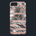 Etui iPhone Case-Mate Palmiers noirs tropicaux rayures d'or roses chic<br><div class="desc">Un design élégant,  moderne et tropical avec des feuilles de palmiers noirs simples avec chic,  élégant et luxueux faux rose or bandes motif,  La couleur blanche arrière - plan est entièrement personnalisable</div>