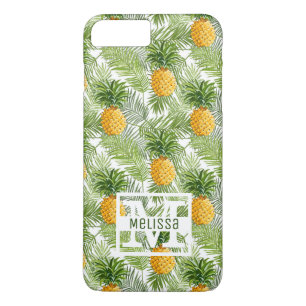 Coque iPhone 8 Plus/7 Plus Palmiers tropicaux Feuilles et ananas   Ajouter Vo