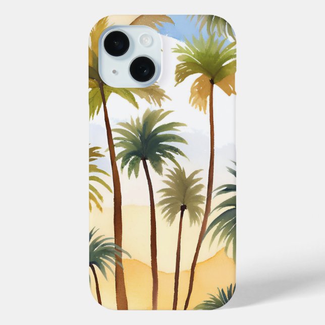 Coques Case-Mate iPhone Palmiers Tropicaux | Peinture Aquarelle de Plage (Verso)