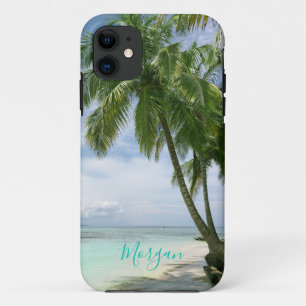 Case-Mate iPhone Case Palmiers, Votre Photo, Nom Script Turquoise