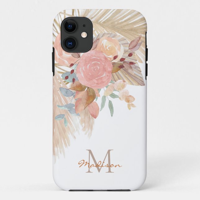 Coques Case-Mate iPhone Pampas Grass Blush Rose Florogram (Dos)