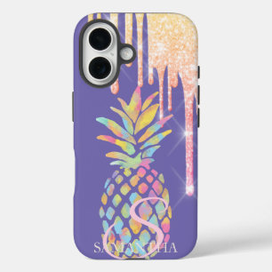 Coque Pour iPhone 16 Pamplemousse Coloré Élégant Pailleté Violet