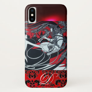 Case-Mate iPhone CASE PAN ART NOUVEAU, DAMAS MONOGRAMME ROUGE NOIR BLANC