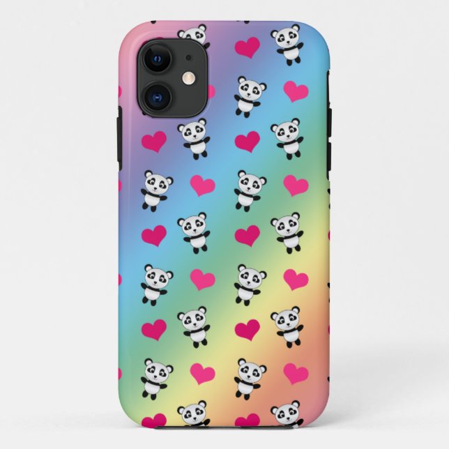 Coques Case-Mate iPhone Panda arc-en-ciel mignon coeur motif (Dos)