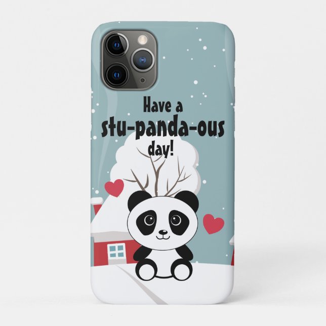 Coques Case-Mate iPhone Panda Bébé Cute En Hiver Gris Neige (Dos)