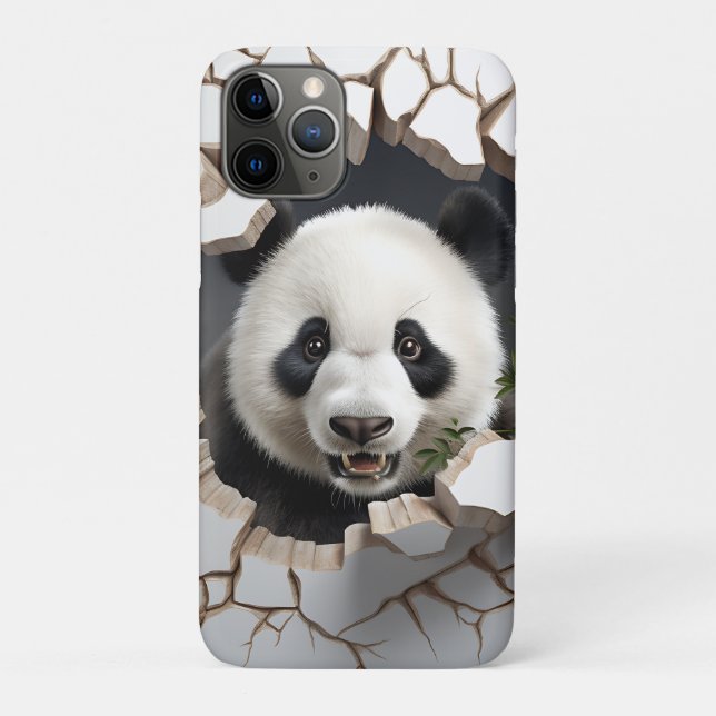 Coques Case-Mate iPhone Panda Cracked Hotte Art Panda Smashed Wall 3D (Dos)
