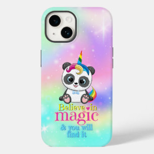 Coque Case-Mate iPhone Panda de licorne magique sur l'arrière - plan arc-