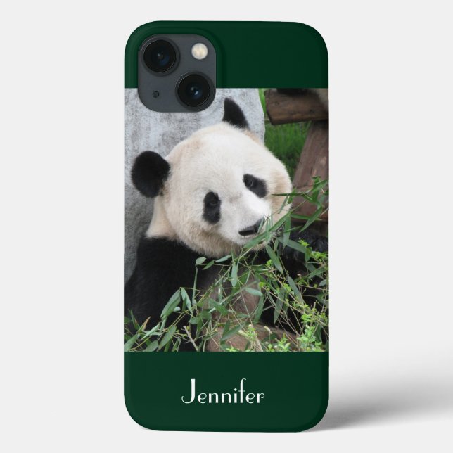 Coques Case-Mate iPhone Panda Géant, Arrière - plan Vert foncé, Nom, (Verso)