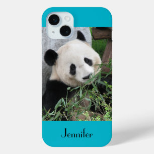 Coque Case-Mate iPhone Panda Géant Cute, Arrière - plan Bleu, Nom Personn