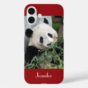 Coque Pour iPhone 16 Plus Panda géant mignon, Rouge foncé, Nom