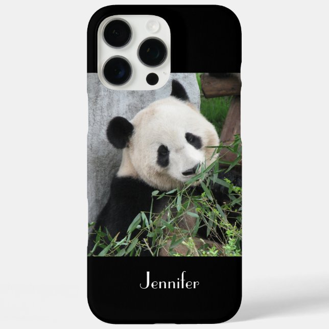 Coques Case-Mate iPhone Panda géant mignonne, Nom, Noir (Verso)
