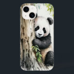 Coque Case-Mate iPhone Panda Ours Par Arbre<br><div class="desc">Beau ours de panda près d'un arbre avec feuilles en bambou dans une aquarelle.</div>