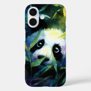 Coque Pour iPhone 16 Panda Peeking Bamboo Aquarelle