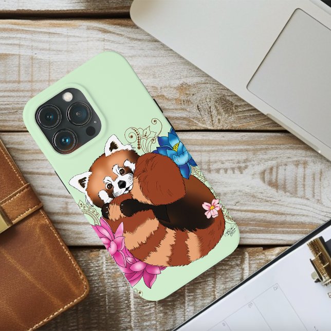 Coques Case-Mate iPhone Panda Rouge Lotus Fleurs Henné (Créateur téléchargé)