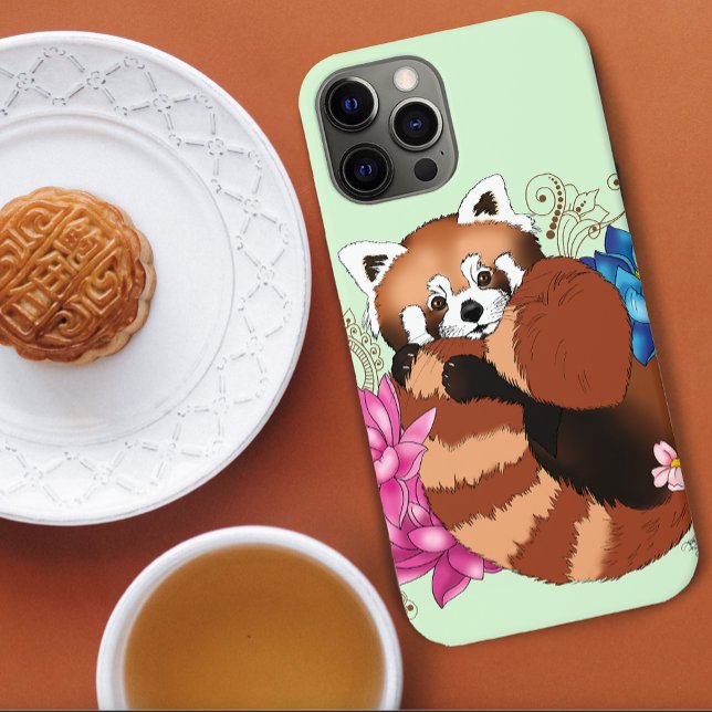 Coques Case-Mate iPhone Panda Rouge Lotus Fleurs Henné (Créateur téléchargé)