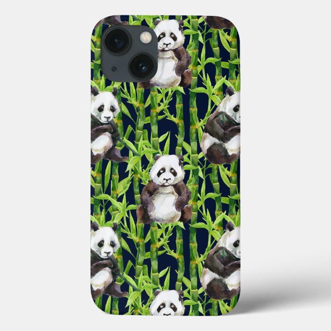 Coques Case-Mate iPhone Panda with Bamboo Watercolor Pattern (Verso)