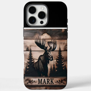 Coque iPhone 16 Pro Max Panneau bois d'orignal personnalisé