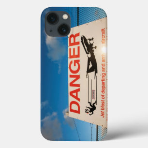 Etui iPhone 13 Panneau d'avertissement près d'aéroport de St