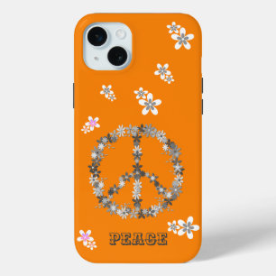 Coque Case-Mate iPhone Panneau de paix avec fleurs colorées, Personnalisé