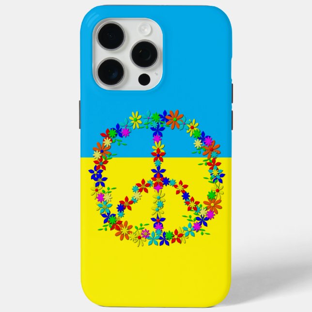 Coques Case-Mate iPhone Panneau de paix avec fleurs, drapeau ukrainien (Verso)