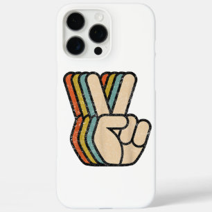 Coque iPhone 16 Pro Max Panneau de Paix Rétro V Doigts Vintage 60s les ann