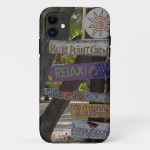 Coque iPhone 11 Panneau de signalisation Rum Point Grand Cayman