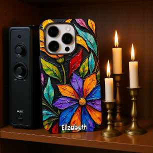 Coque iPhone 16 Pro Panneau Fenêtre en verre à collier floral