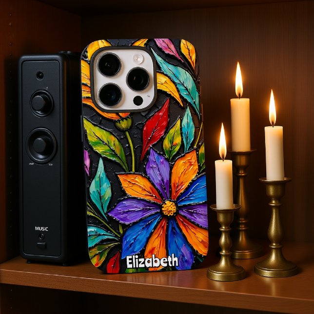 Coques Case-Mate iPhone Panneau Fenêtre en verre à collier floral (Créateur téléchargé)