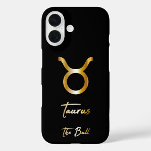 Coque Pour iPhone 16 Panneau Taurus Zodiac, Noir & Or